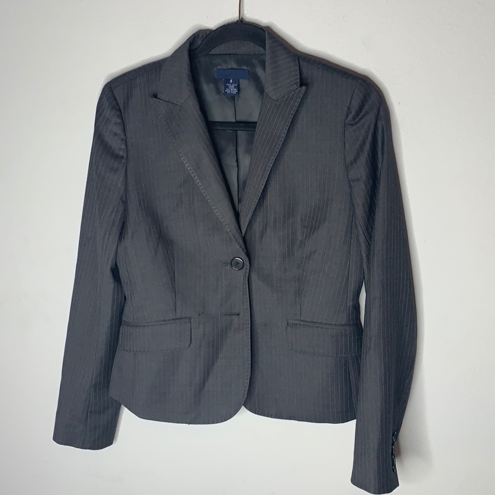 J crew wool pinstripe super 120 gray suit blazer 4